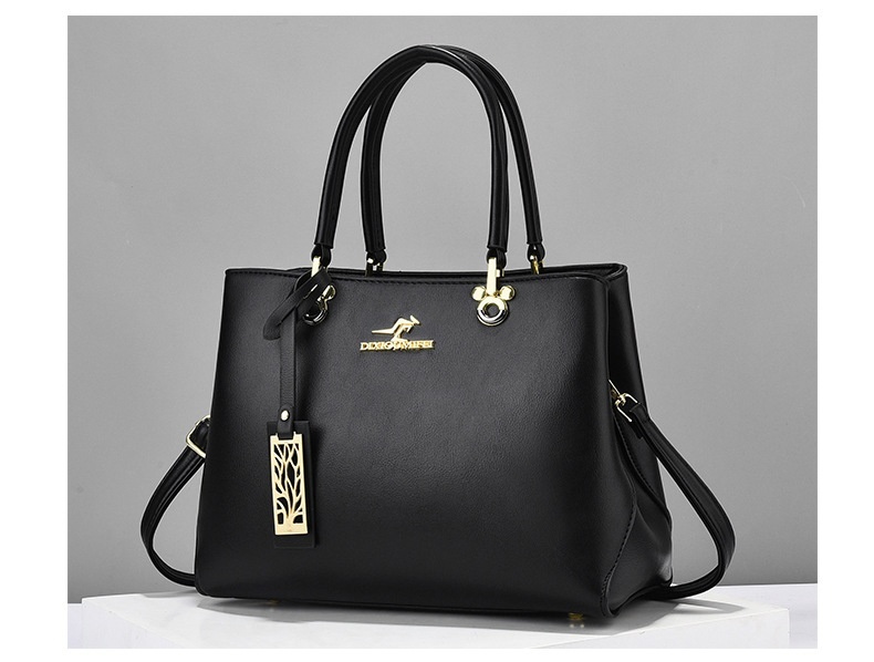 Ladies Faux Leather Satchel Elegant Handbag with Gold Hardware